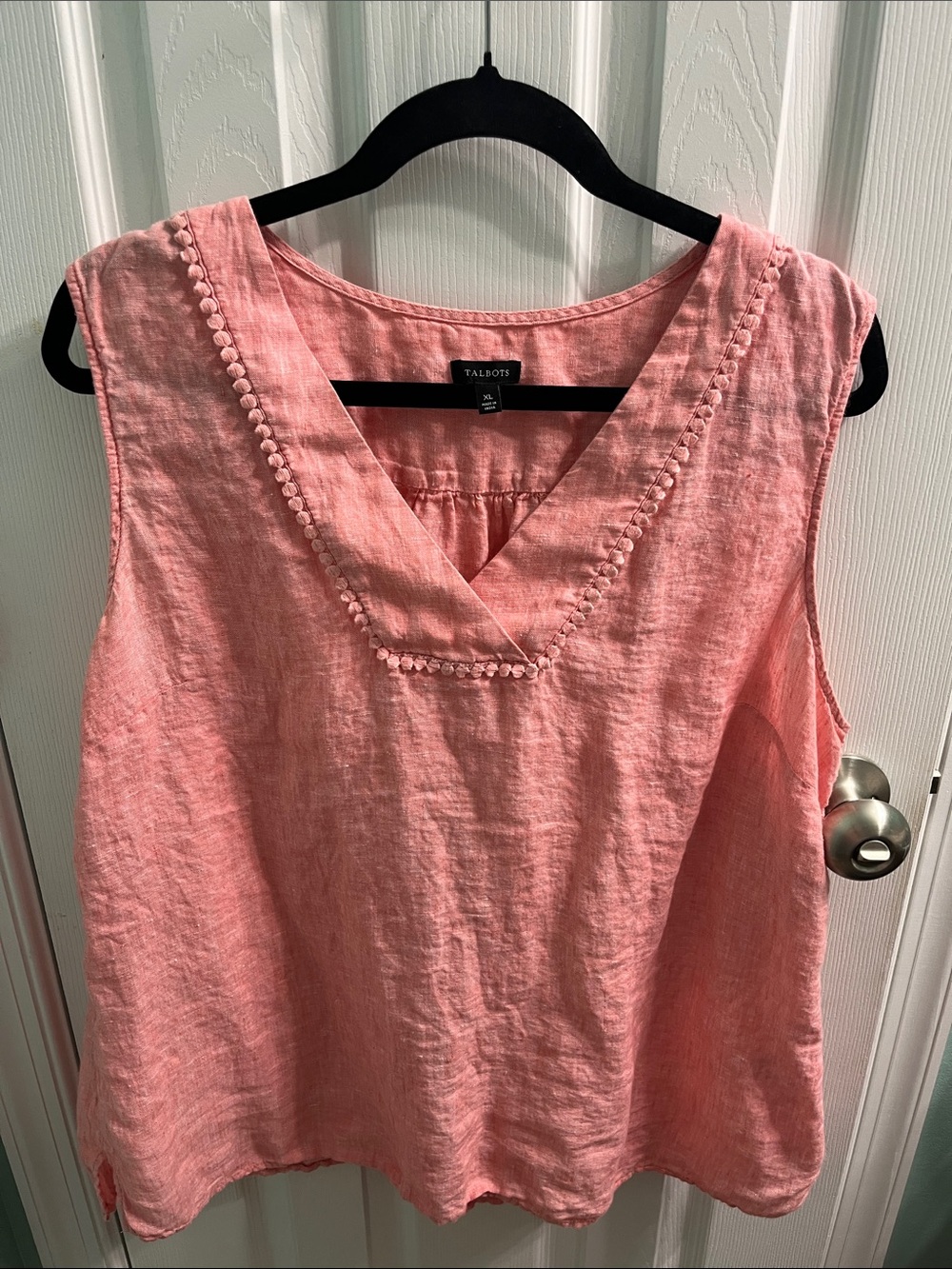 Talbots Coral Pink Linen V-Neck Sleeveless Camisole